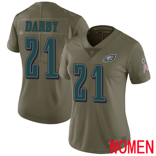 Women Philadelphia Eagles #21 Ronald Darby Limited Olive 2017 Salute to Service Football NFL Jersey